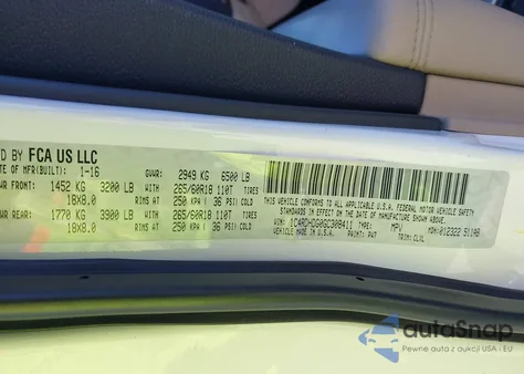 2016 Dodge Durango Limited из США, поврежденный, VIN 1C4RDHDG0GC308411